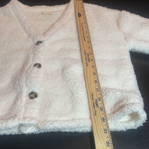 White teddy cardigan sweater Francescas Harmony Harper Heritage size small - Picture 5 of 9